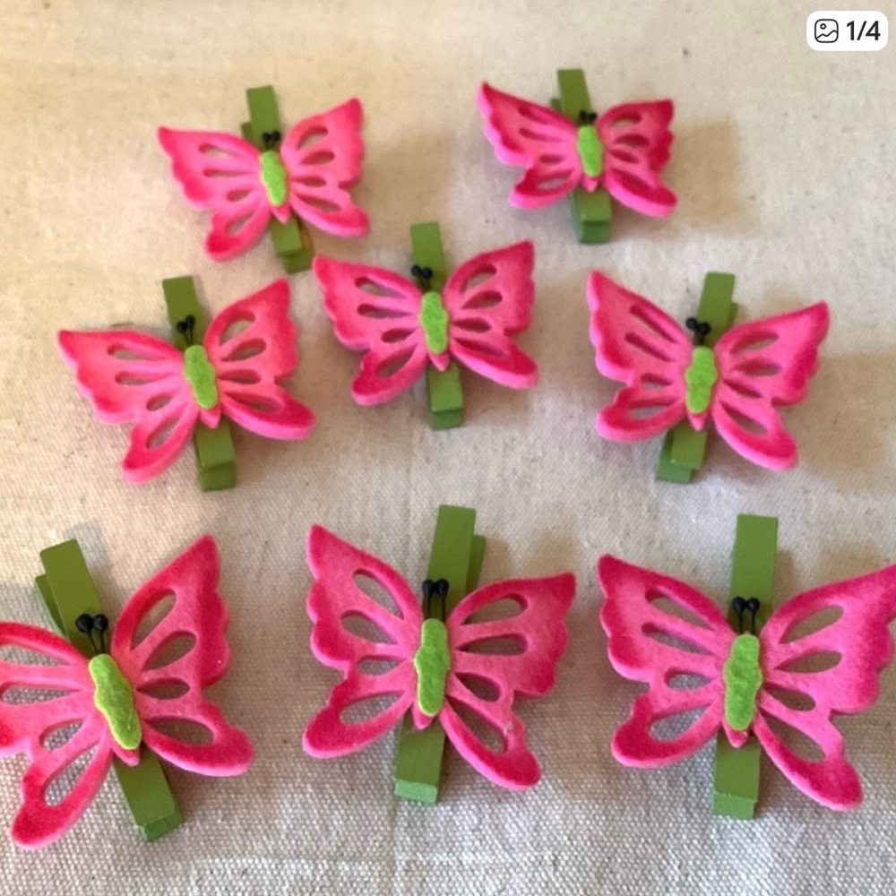 Pink Butterfly Clothespins